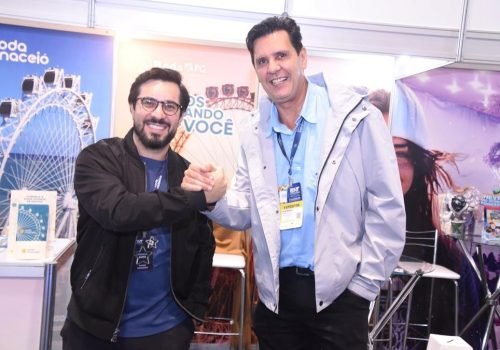 Ramom Fernandes, gerente comercial do grupo Interparques, e Mano Neves, gerente Comercial do Cristo Luz
